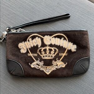 Juicy Couture‎ Vintage Y2K Brown Suede Leather Wristlet Wallet